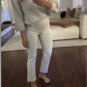 Lululemon ribbed softstreme zip leg high rise cropped pant 25” bone colour size6